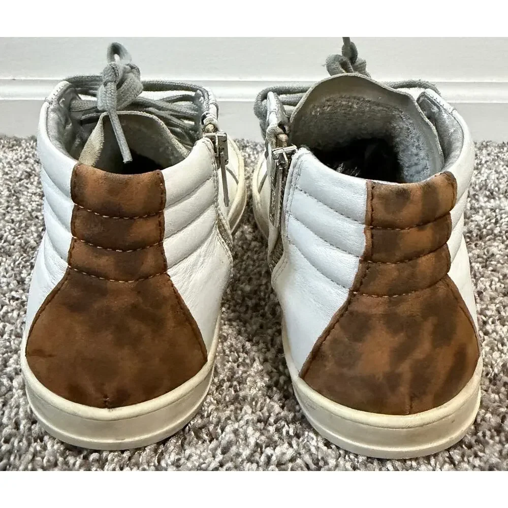 P448 Skate High Top white cheetah shoe women's size 37/ 7